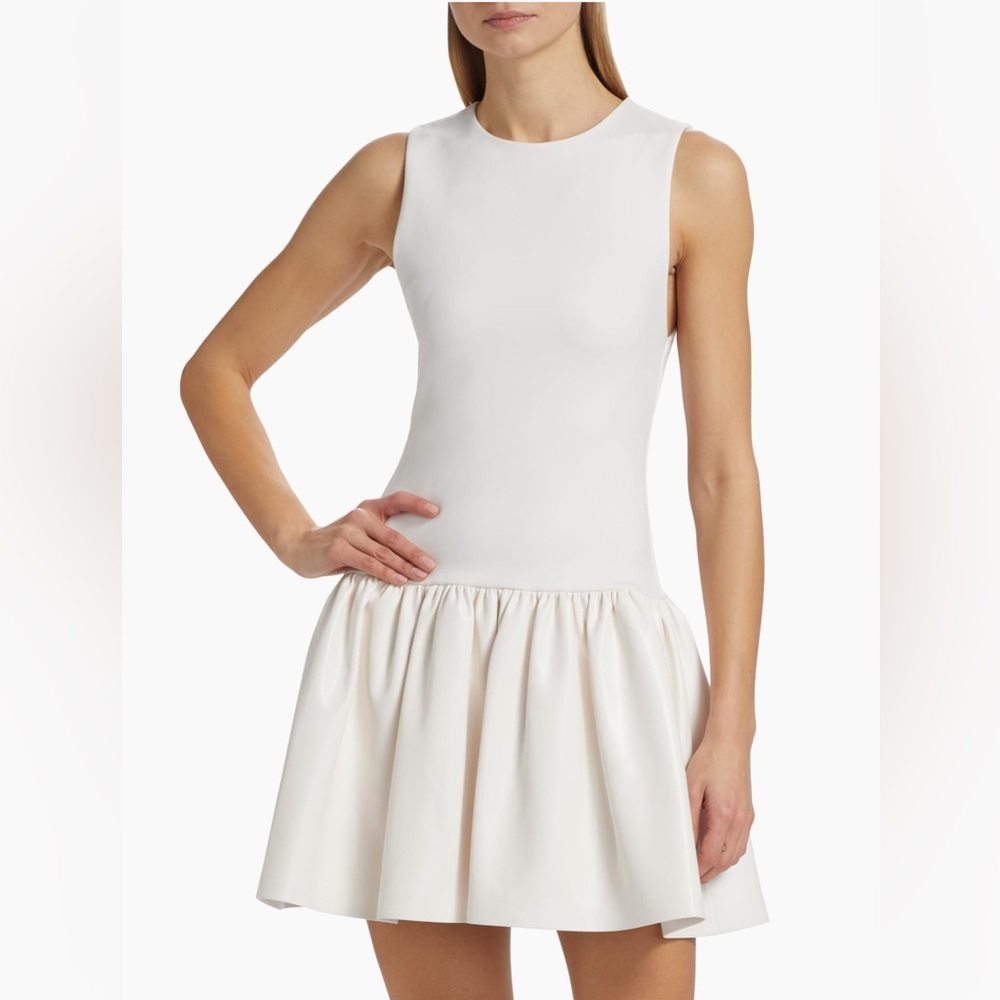 NEW Alice + Olivia Ella Combo Faux Leather Sleeveless Dress